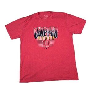Mens Mizuno Performance Short Sleeve T Shirt Red Large Chipper Jones #10